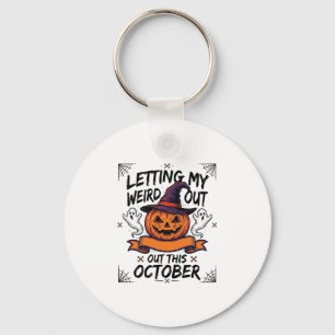 Halloween Weird Shirt With Pumpkin Ghosts_1 Key Ring