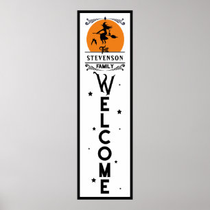 Halloween Welcome   Family Name Door Length Poster