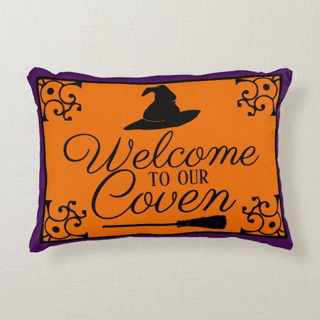 Halloween Welcome to Our Coven Decorative Cushion (Front)