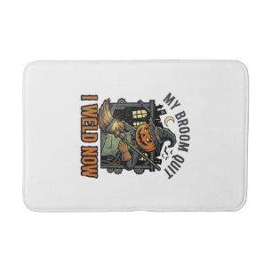 Halloween Welder Shirt Funny Witch Broom Design_1 Bath Mat
