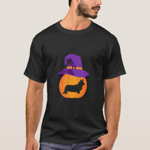 Halloween Welsh Corgi Pumpkin Witch Hat T-Shirt