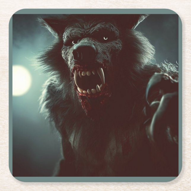 Halloween - Werewolf 2 Square Paper Coaster (Front)