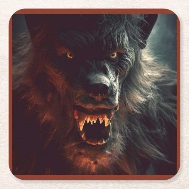 Halloween - Werewolf 3 Square Paper Coaster (Front)