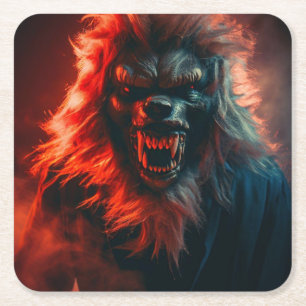 Halloween - Werewolf 4 Square Paper Coaster