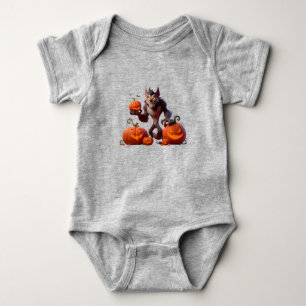 Halloween werewolf and pumpkins baby bodysuit
