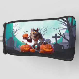 Halloween werewolf and pumpkins golf head cover