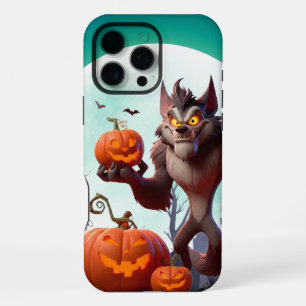 Halloween werewolf and pumpkins iPhone 16 pro max case