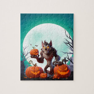 Halloween werewolf and pumpkins jigsaw puzzle