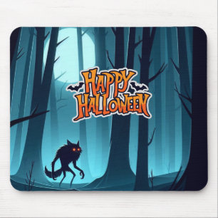 Halloween werewolf and pumpkins mouse mat