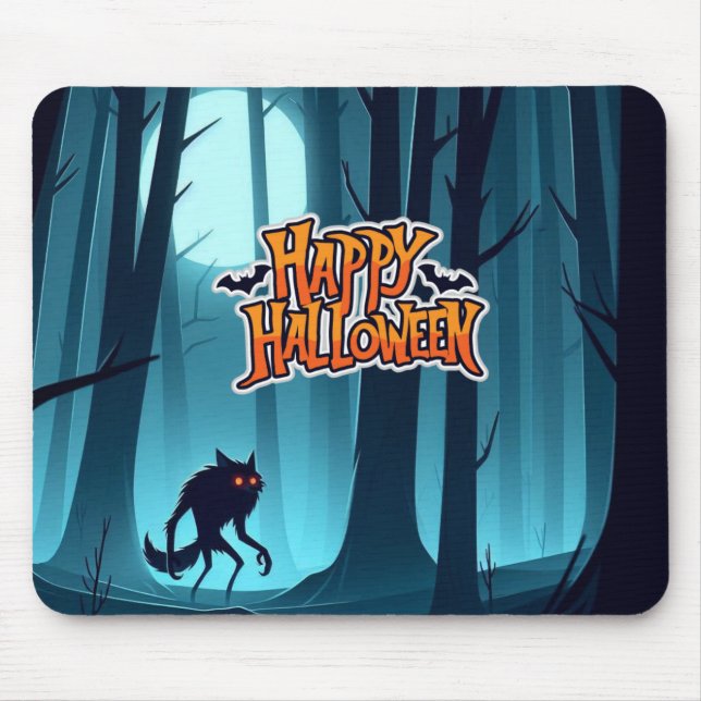 Halloween werewolf and pumpkins mouse mat (Front)