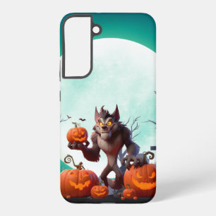 Halloween werewolf and pumpkins samsung galaxy case