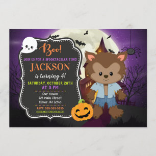 Halloween Werewolf Birthday Invitation