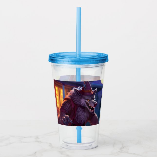 Halloween/Werewolf/fall/autumn Acrylic Tumbler (Front)