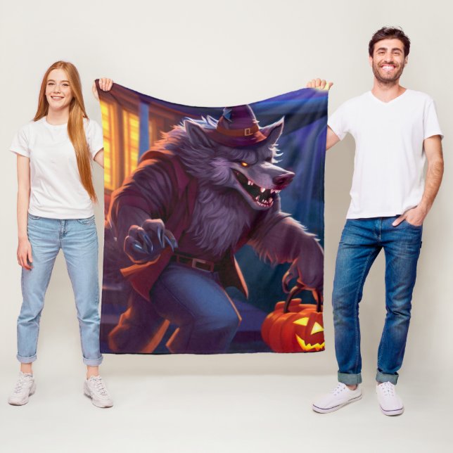 Halloween/werewolf/fall/autumn Fleece Blanket (In Situ)