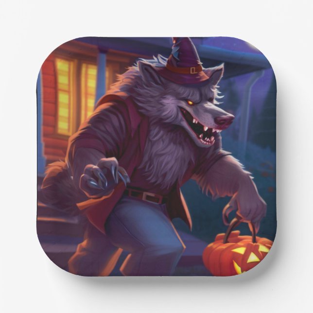 Halloween/werewolf/fall/autumn Paper Plate (Front)