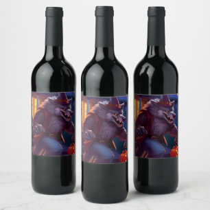Halloween/werewolf/fall/autumn Wine Label