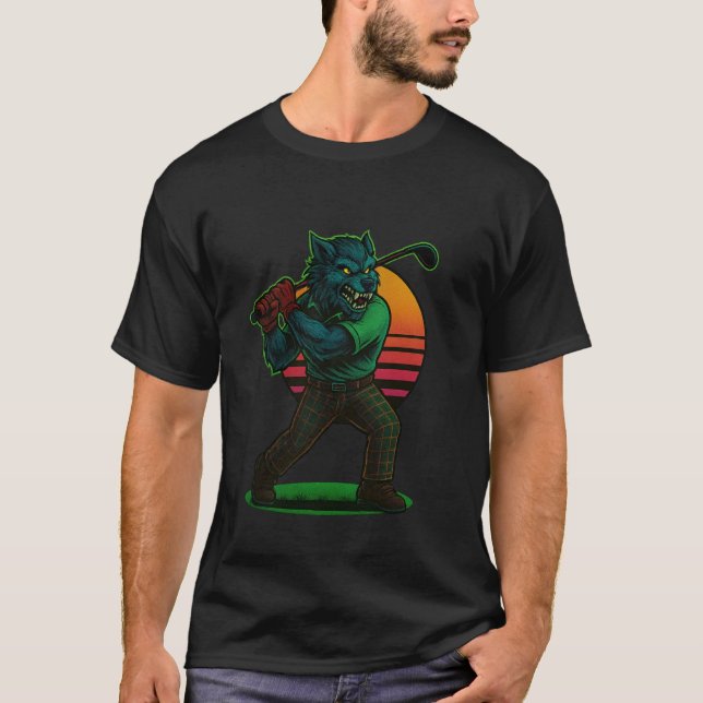 Halloween Werewolf Golfing T-Shirt (Front)
