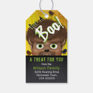 Halloween Werewolf Monster Peek A Boo Address Gift Tags