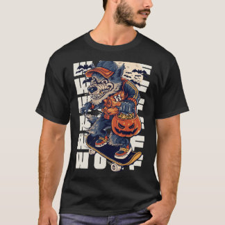 Halloween Werewolf On Skateboard Funny T-Shirt