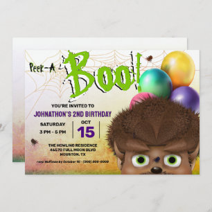 Halloween Werewolf Peek A Boo Invitation