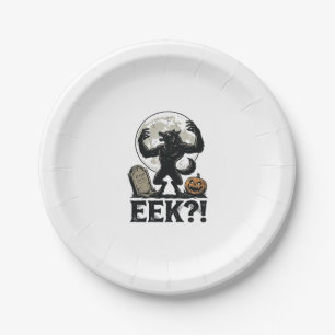 Halloween Werewolf Shirt Vintage Engraving Moon Gr Paper Plate