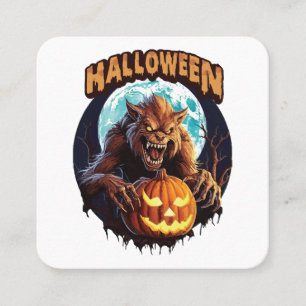 Halloween Werewolf Square Business Card