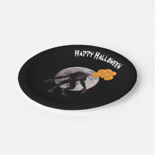 Halloween Werewolf With Balloons Paper Plate
