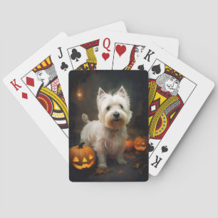 Halloween West Highland White Terrier Pumpkins Playing Cards
