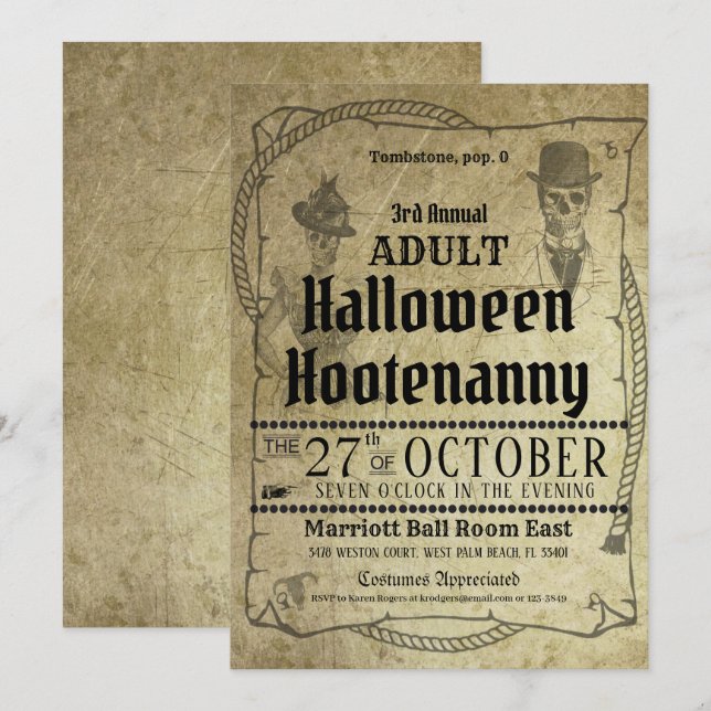 Halloween Western Costume Ball Event Invitation (Front/Back)