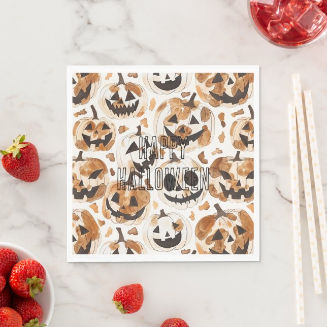 Halloween Western Cowboy Cowgirl Pumpkins Napkin (Insitu)
