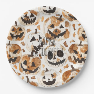 Halloween Western Cowboy Cowgirl Pumpkins Paper Plate