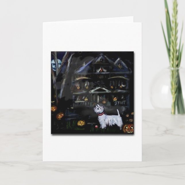 Halloween Westie Haunted house Card (Front)
