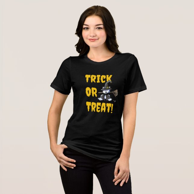 Halloween Westie Witch Tri-Blend Shirt (Front Full)