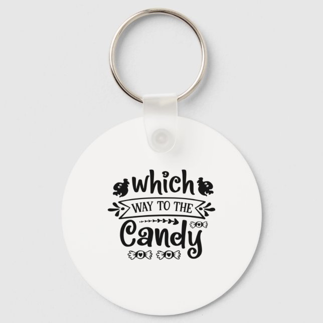 Halloween Which Way To The Candy Birthday Key Ring (Front)