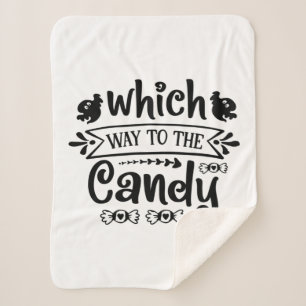 Halloween Which Way To The Candy Birthday Sherpa Blanket