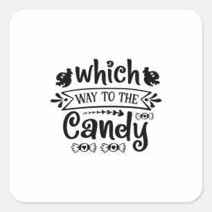 Halloween Which Way To The Candy Birthday Square Sticker