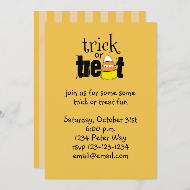 Halloween Whimsical Candy Corn Funny Cute Invitation (Front/Back)