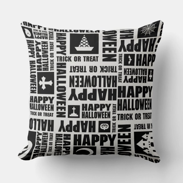 Halloween Whimsical Cool Funny Black Cushion (Front)