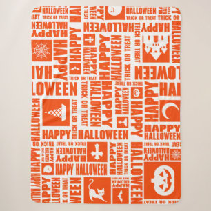 Halloween Whimsical Cool Typography Pattern Orange Sherpa Blanket