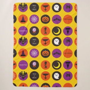 Halloween Whimsical Cute Pattern Yellow  Sherpa Blanket