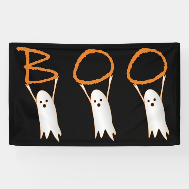 Halloween whimsical ghosts “BOO” Banner (Horizontal)