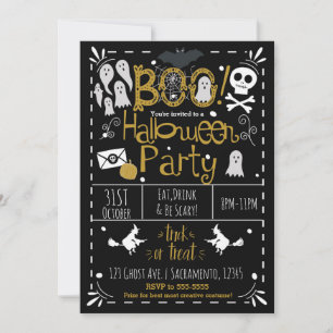 Halloween Whimsical Hand Drawn Costume Party Invitation