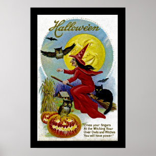 Hallowe'en Whitch and Moon Poster