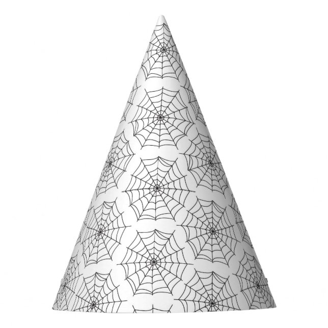 Halloween White and Black Cobweb Party Hat (Front)