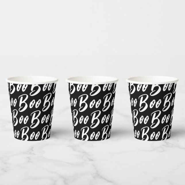 Halloween white boo text pattern paper cups (Multi)