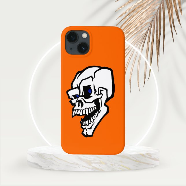 Halloween White Evil Skull with Blue Eyes Case-Mate iPhone Case (Evil Laughing White Skull with Blue Eyes Phone Case)