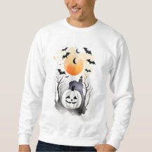 Halloween white Hoody with pumpkin and bats