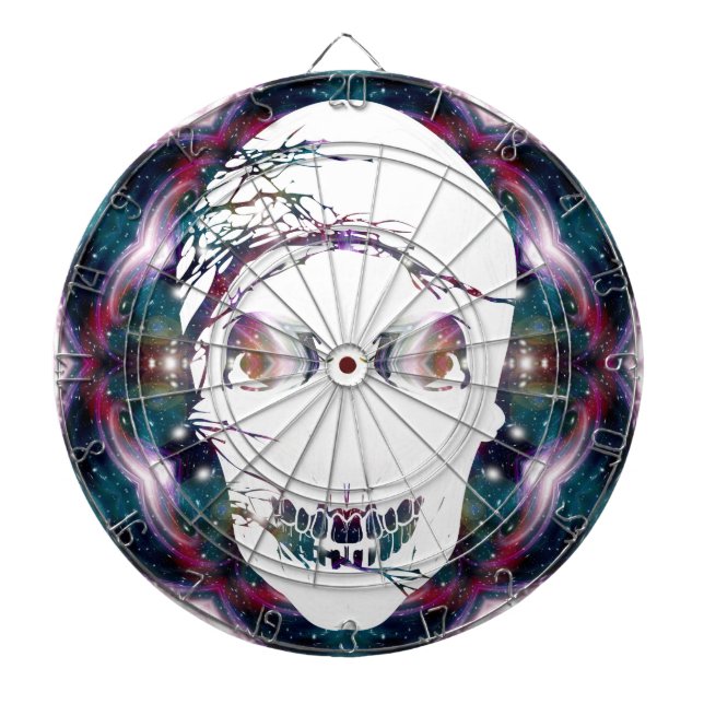Halloween white skull with magic light dartboard (Front)
