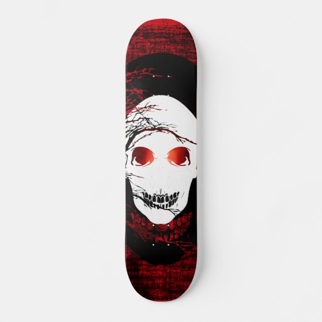 Halloween white skull with magic red light skateboard (Front)