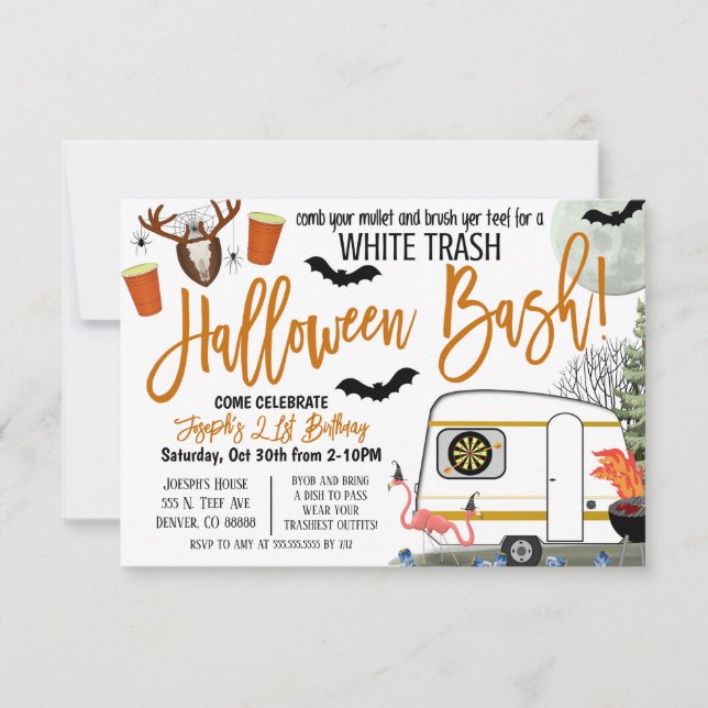Halloween White Trash Bash Invitation (Front)